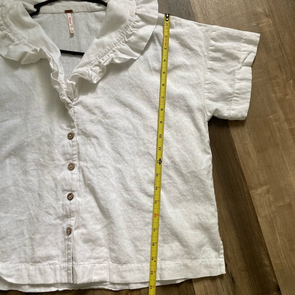 [Free People] The Simple Pleasures Cotton Linen Blend Ruffle Collar Top Small - Picture 6 of 9